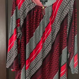 Elegant Red and Black Patterned Women's Top